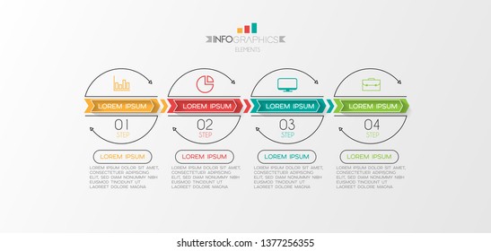 Infographic element with icons and 4 options or step. Can be used for process, presentation, diagram, workflow layout, info graph, web design. Vector illustration.