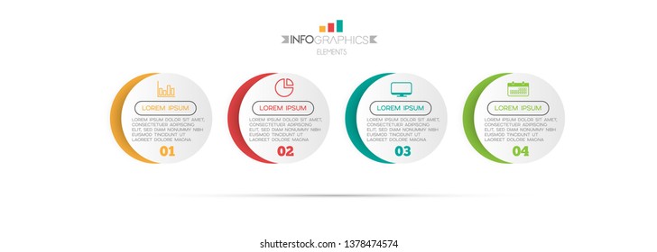 Infographic element with icons and 4 options or step. Can be used for process, presentation, diagram, workflow layout, info graph, web design. Vector illustration.