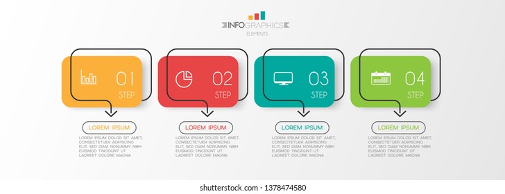 Infographic element with icons and 4 options or step. Can be used for process, presentation, diagram, workflow layout, info graph, web design. Vector illustration.