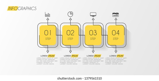 Infographic element with icons and 4 options or step. Can be used for process, presentation, diagram, workflow layout, info graph, web design. Vector illustration.
