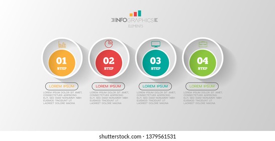Infographic element with icons and 4 options or step. Can be used for process, presentation, diagram, workflow layout, info graph, web design. Vector illustration.