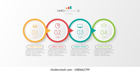 Infographic element with icons and 4 options or step. Can be used for process, presentation, diagram, workflow layout, info graph, web design. Vector illustration.