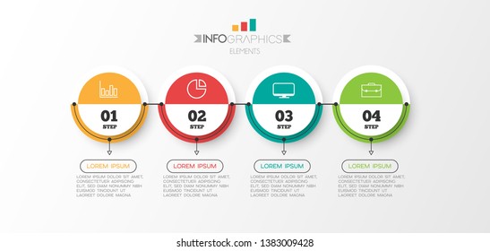 Infographic element with icons and 4 options or step. Can be used for process, presentation, diagram, workflow layout, info graph, web design. Vector illustration.