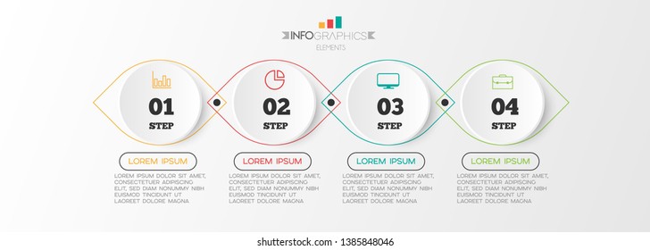 Infographic element with icons and 4 options or step. Can be used for process, presentation, diagram, workflow layout, info graph, web design. Vector illustration.