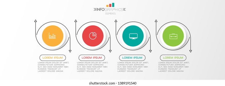 Infographic element with icons and 4 options or step. Can be used for process, presentation, diagram, workflow layout, info graph, web design. Vector illustration.