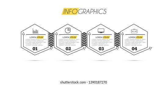 Infographic element with icons and 4 options or step. Can be used for process, presentation, diagram, workflow layout, info graph, web design. Vector illustration.