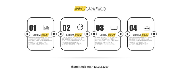 Infographic element with icons and 4 options or steps. Can be used for process, presentation, diagram, workflow layout, info graph, web design. Vector illustration.
