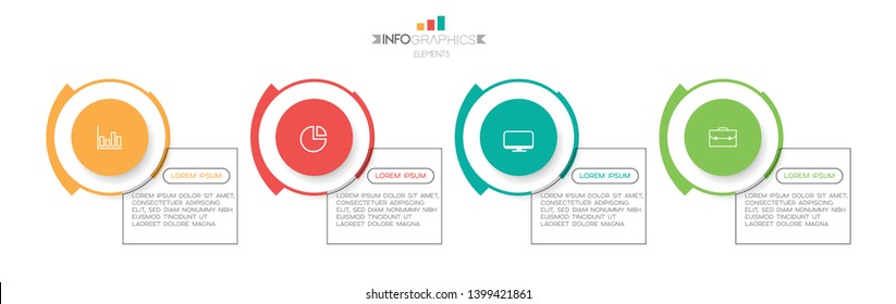 Infographic element with icons and 4 options or steps. Can be used for process, presentation, diagram, workflow layout, info graph, web design. Vector illustration.