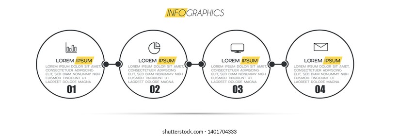 Infographic element with icons and 4 options or steps. Can be used for process, presentation, diagram, workflow layout, info graph, web design. Vector illustration.