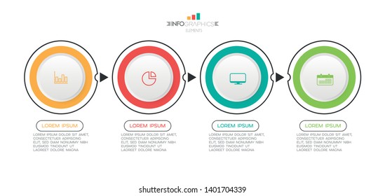 Infographic element with icons and 4 options or steps. Can be used for process, presentation, diagram, workflow layout, info graph, web design. Vector illustration.