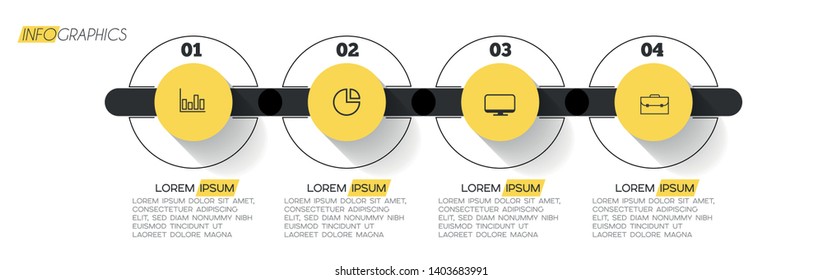 Infographic element with icons and 4 options or steps. Can be used for process, presentation, diagram, workflow layout, info graph, web design. Vector illustration.