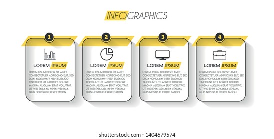 Infographic element with icons and 4 options or steps. Can be used for process, presentation, diagram, workflow layout, info graph, web design. Vector illustration.