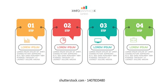 Infographic element with icons and 4 options or steps. Can be used for process, presentation, diagram, workflow layout, info graph, web design. Vector illustration.