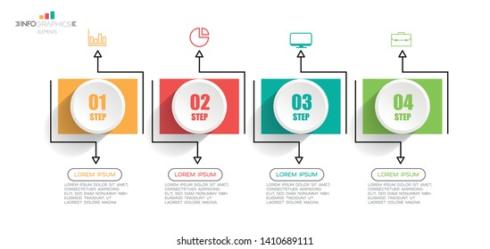 Infographic element with icons and 4 options or steps. Can be used for process, presentation, diagram, workflow layout, info graph, web design. Vector illustration.