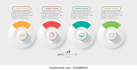 Infographic element with icons and 4 options or steps. Can be used for process, presentation, diagram, workflow layout, info graph, web design. Vector illustration.