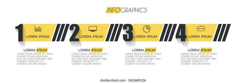 Infographic element with icons and 4 options or steps. Can be used for process, presentation, diagram, workflow layout, info graph, web design. Vector illustration.