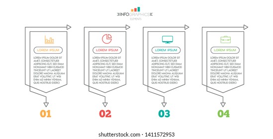 Infographic element with icons and 4 options or steps. Can be used for process, presentation, diagram, workflow layout, info graph, web design. Vector illustration.