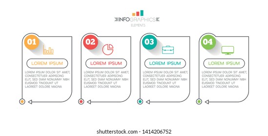 Infographic element with icons and 4 options or steps. Can be used for process, presentation, diagram, workflow layout, info graph, web design. Vector illustration.