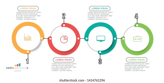 Infographic element with icons and 4 options or steps. Can be used for process, presentation, diagram, workflow layout, info graph, web design. Vector illustration.