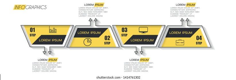 Infographic element with icons and 4 options or steps. Can be used for process, presentation, diagram, workflow layout, info graph, web design. Vector illustration.