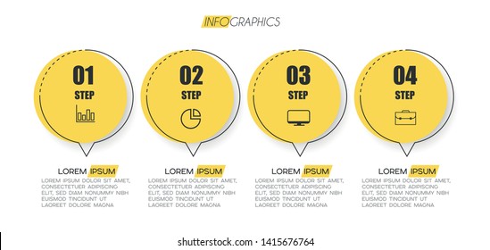 Infographic element with icons and 4 options or steps. Can be used for process, presentation, diagram, workflow layout, info graph, web design. Vector illustration.