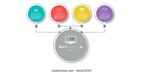Infographic element with icons and 4 options or steps. Can be used for process, presentation, diagram, workflow layout, info graph, web design. Vector illustration.