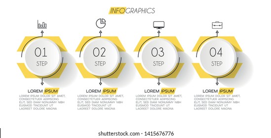 Infographic element with icons and 4 options or steps. Can be used for process, presentation, diagram, workflow layout, info graph, web design. Vector illustration.