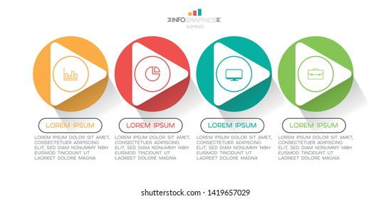 Infographic element with icons and 4 options or steps. Can be used for process, presentation, diagram, workflow layout, info graph, web design. Vector illustration.
