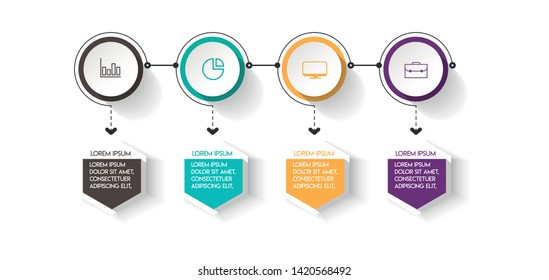 Infographic element with icons and 4 options or steps. Can be used for process, presentation, diagram, workflow layout, info graph, web design. Vector illustration.