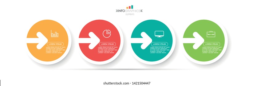 Infographic element with icons and 4 options or steps. Can be used for process, presentation, diagram, workflow layout, info graph, web design. Vector illustration.