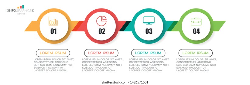 Infographic element with icons and 4 options or steps. Can be used for process, presentation, diagram, workflow layout, info graph, web design. Vector illustration.