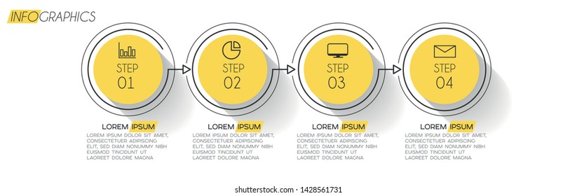 Infographic element with icons and 4 options or steps. Can be used for process, presentation, diagram, workflow layout, info graph, web design. Vector illustration.