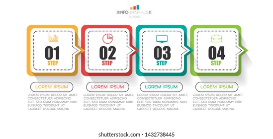 Infographic element with icons and 4 options or steps. Can be used for process, presentation, diagram, workflow layout, info graph, web design. Vector illustration.