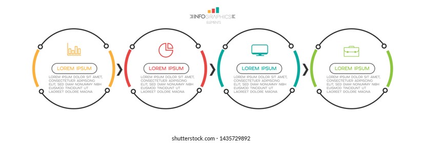 Infographic element with icons and 4 options or steps. Can be used for process, presentation, diagram, workflow layout, info graph, web design. Vector illustration.