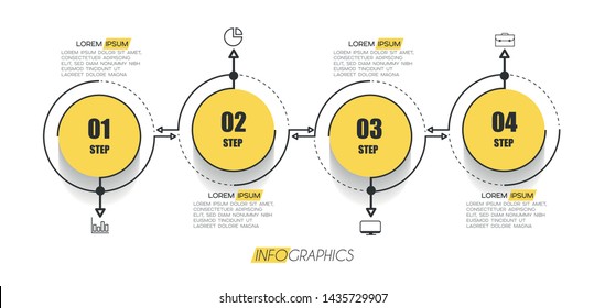 Infographic element with icons and 4 options or steps. Can be used for process, presentation, diagram, workflow layout, info graph, web design. Vector illustration.