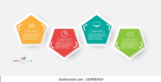 Infographic element with icons and 4 options or steps. Can be used for process, presentation, diagram, workflow layout, info graph, web design. Vector illustration.