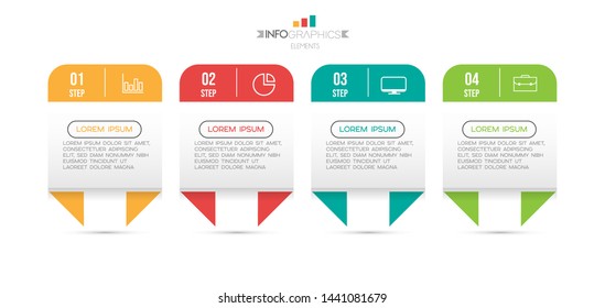 Infographic element with icons and 4 options or steps. Can be used for process, presentation, diagram, workflow layout, info graph, web design. Vector illustration.
