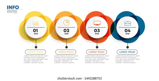 Infographic element with icons and 4 options or steps. Can be used for process, presentation, diagram, workflow layout, info graph, web design. Vector illustration.