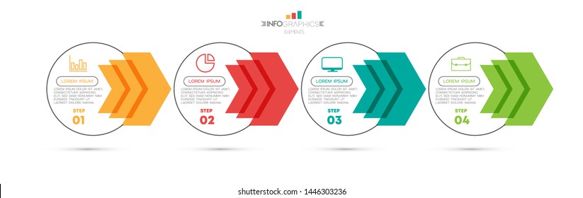 Infographic element with icons and 4 options or steps. Can be used for process, presentation, diagram, workflow layout, info graph, web design. Vector illustration.