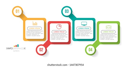 Infographic element with icons and 4 options or steps. Can be used for process, presentation, diagram, workflow layout, info graph, web design. Vector illustration.