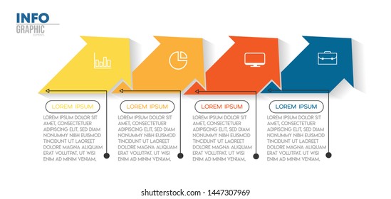 Infographic element with icons and 4 options or steps. Can be used for process, presentation, diagram, workflow layout, info graph, web design. Vector illustration.