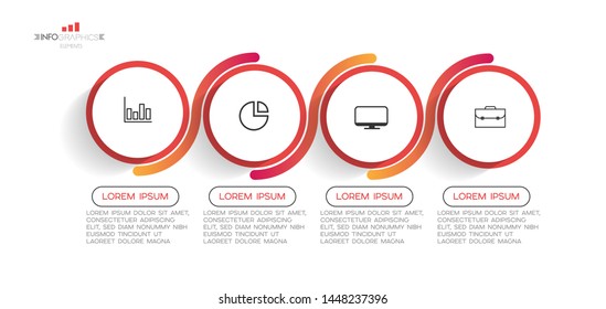 Infographic element with icons and 4 options or steps. Can be used for process, presentation, diagram, workflow layout, info graph, web design. Vector illustration.