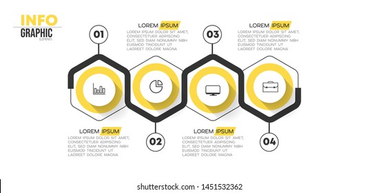 Infographic element with icons and 4 options or steps. Can be used for process, presentation, diagram, workflow layout, info graph, web design. Vector illustration.