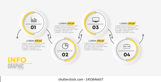 Infographic element with icons and 4 options or steps. Can be used for process, presentation, diagram, workflow layout, info graph, web design. Vector illustration.