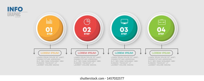 Infographic element with icons and 4 options or steps. Can be used for process, presentation, diagram, workflow layout, info graph, web design. Vector illustration.