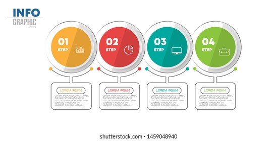 Infographic element with icons and 4 options or steps. Can be used for process, presentation, diagram, workflow layout, info graph, web design. Vector illustration.