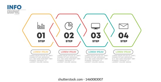 Infographic element with icons and 4 options or steps. Can be used for process, presentation, diagram, workflow layout, info graph, web design. Vector illustration.