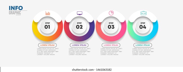 Infographic element with icons and 4 options or steps. Can be used for process, presentation, diagram, workflow layout, info graph, web design. Vector illustration.