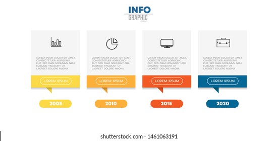 Infographic element with icons and 4 options or steps. Can be used for process, presentation, diagram, workflow layout, info graph, web design. Vector illustration.