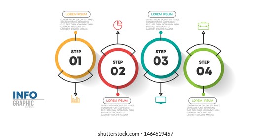 Infographic element with icons and 4 options or steps. Can be used for process, presentation, diagram, workflow layout, info graph, web design. Vector illustration.
